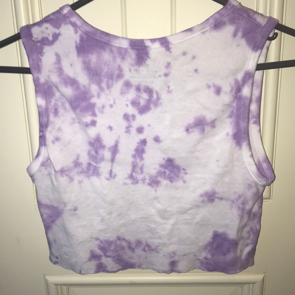 purple tie dye cropped tank top - Picture 2 of 2